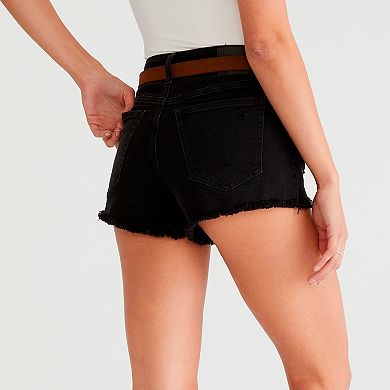 Juniors' Aeropostale High Rise Destroy Black Shorty