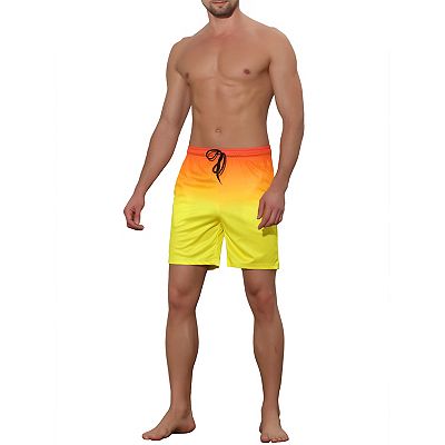 Men s Drawstring Waist Colorful Pattern Hawaiian Swim Board Shorts