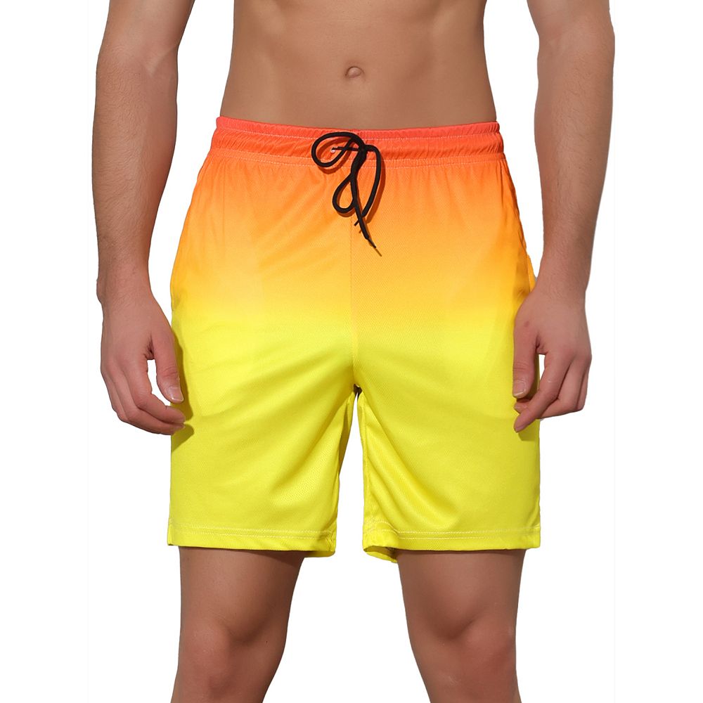 Men's Drawstring Waist Colorful Pattern Hawaiian Swim Board Shorts