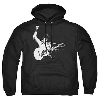 Elvis Presley Black And White Guitarman Adult Pull Over Hoodie
