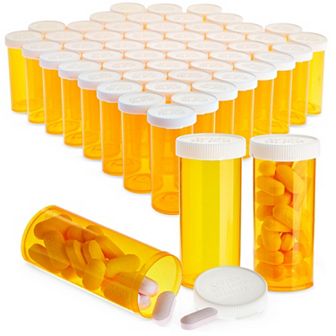 50 pc Empty Pill Bottles With Caps Prescription Pharmacy Vial 8 Dram Containers
