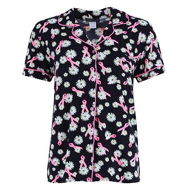 Women's Daisy Pink Ribbon Capri Set