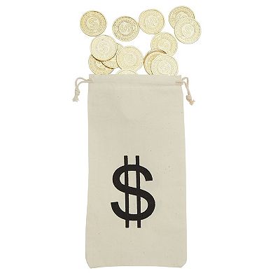 12-pack Money Bag Pouch With Drawstring Closure And Dollar Sign Symbol, 4.7"x9"