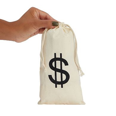 12-pack Money Bag Pouch With Drawstring Closure And Dollar Sign Symbol, 4.7"x9"