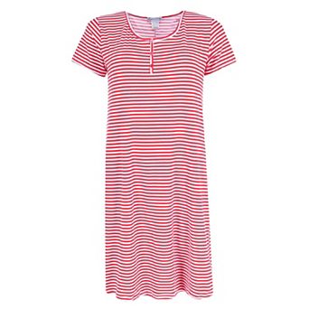 Women's Striped Henley Nightgown