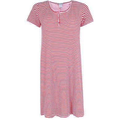 Elegant Emily Women's Striped Henley Nightgown