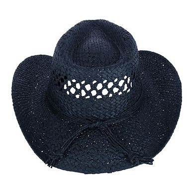 CTM Women's Western Straw Cowboy Hat with Heart Concho