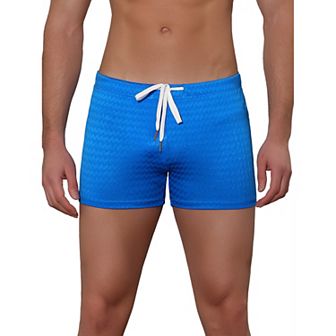 Men's Solid Color Drawstring Waist Summer Beach Pool Swim Trunks