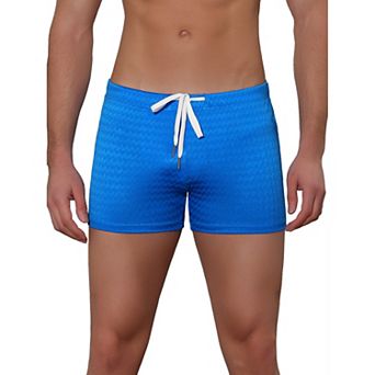 Men's Solid Color Drawstring Waist Summer Beach Pool Swim Trunks