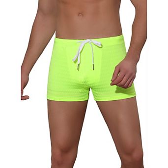 Men's Solid Color Drawstring Waist Summer Beach Pool Swim Trunks