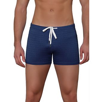 Men's Solid Color Drawstring Waist Summer Beach Pool Swim Trunks