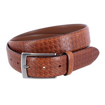 Trafalgar Men's Watson Houndstooth Embossed Leather Belt