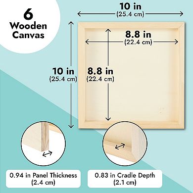 6 Pack 10x10 Wood Panels For Painting, Unfinished Wood Canvas Boards
