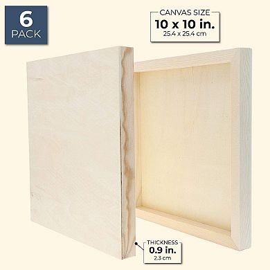 6 Pack 10x10 Wood Panels For Painting, Unfinished Wood Canvas Boards