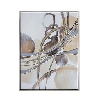 Bny 35 X 47 Abstract Wall Art Print, Watercolor Oil Painting, Brown, Silver