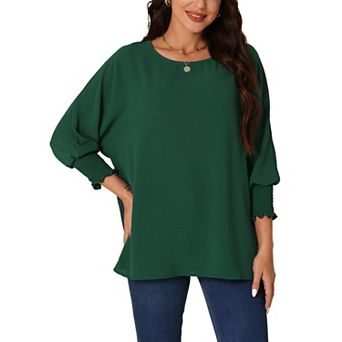 Women's Casual 3/4 Sleeve Dolman Tops Crew Neck Shirts Blouse