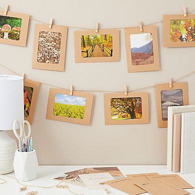 50 Pack Cardboard Picture Frames, 4x6 Photo Hanging Kit With Clips, Paper String