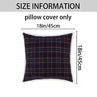2 Pcs Plaid Pillow Covers Double-sided Checked Decorative Pillow Covers For Sofa 18" X 18"