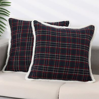 2 Pcs Plaid Pillow Covers Double-sided Checked Decorative Pillow Covers For Sofa 18" X 18"