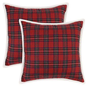 2 pc Plaid Pillow Covers Double-sided Checked Decorative Pillow Covers For Sofa 18" X 18"