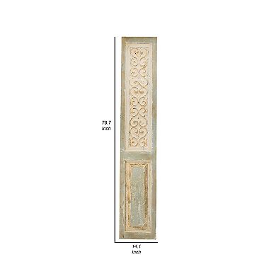 79 Inch Tall Decorative Carved Wood Panel Wall Art, Fir Wood, Beige, Gray