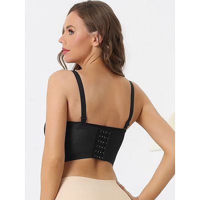 Allegra K Women's Wirefree Breathable Push-up Front Bucking Support Strapless Bras Black XL
