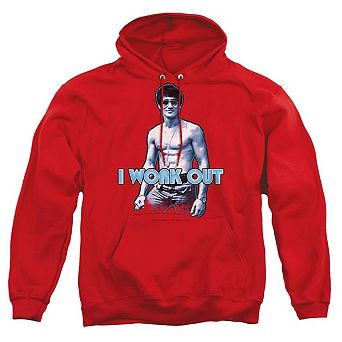 Bruce Lee Lee Works Out Adult Pull Over Hoodie