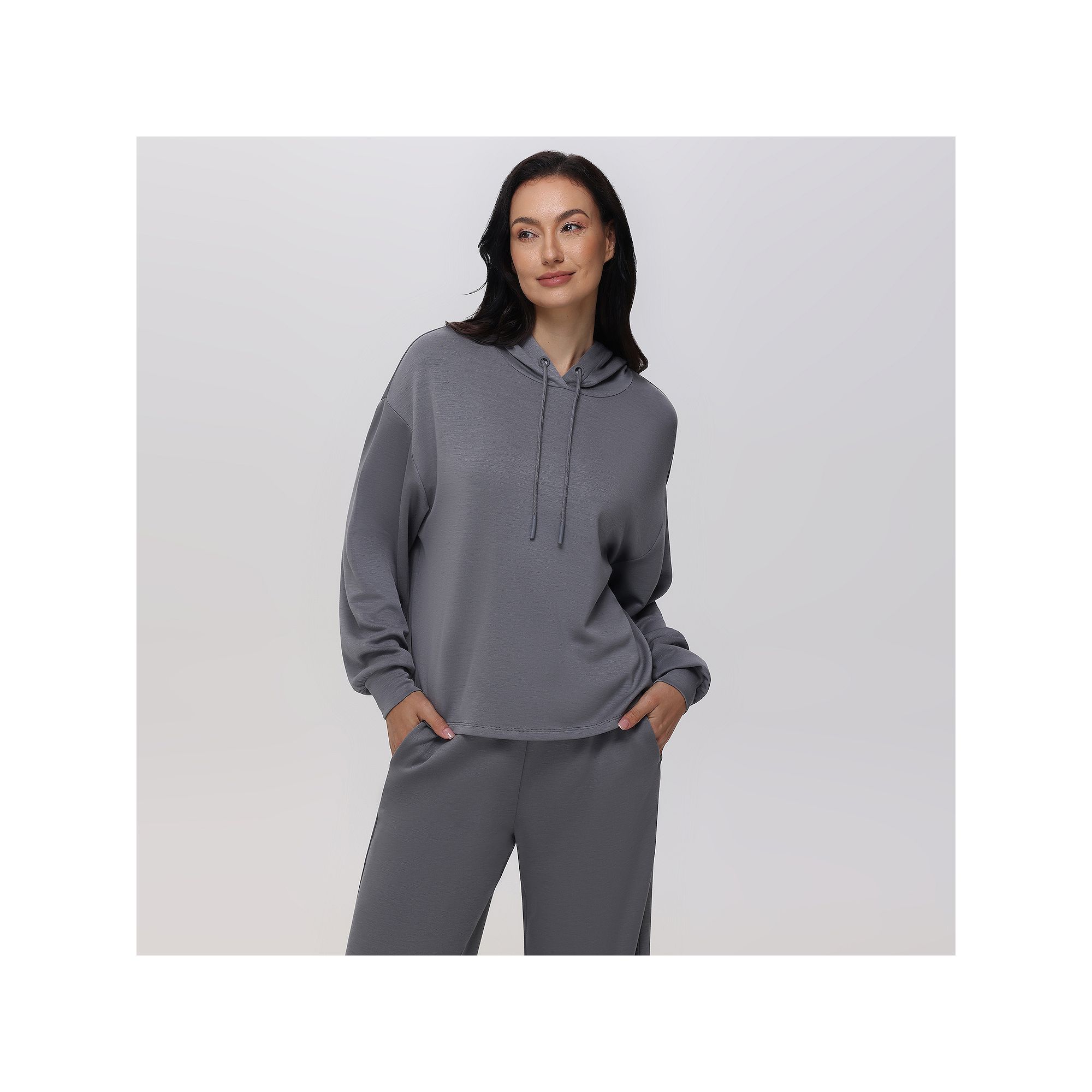 Womens Adyson Parker Long Sleeve Pajama Hoodie, Girls, Size: XS, Grey