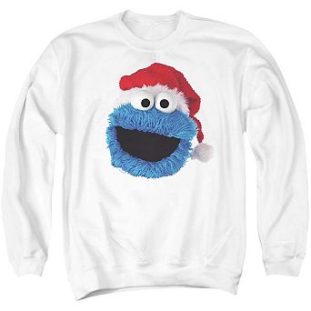 Sesame Street Cookie Monster Christmas Hat Adult Crewneck Sweatshirt
