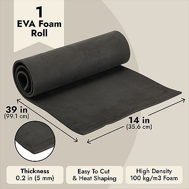 Black 5mm Eva Foam Roll, High Density, For Costumes, Cosplay, Diy, 14 X 39 In