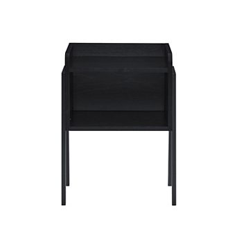 Kazuyo Mid-century Modern Black Metal Two-tier End Side Table