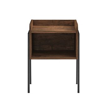 Kazuyo Mid-century Modern Black Metal Two-tier End Side Table