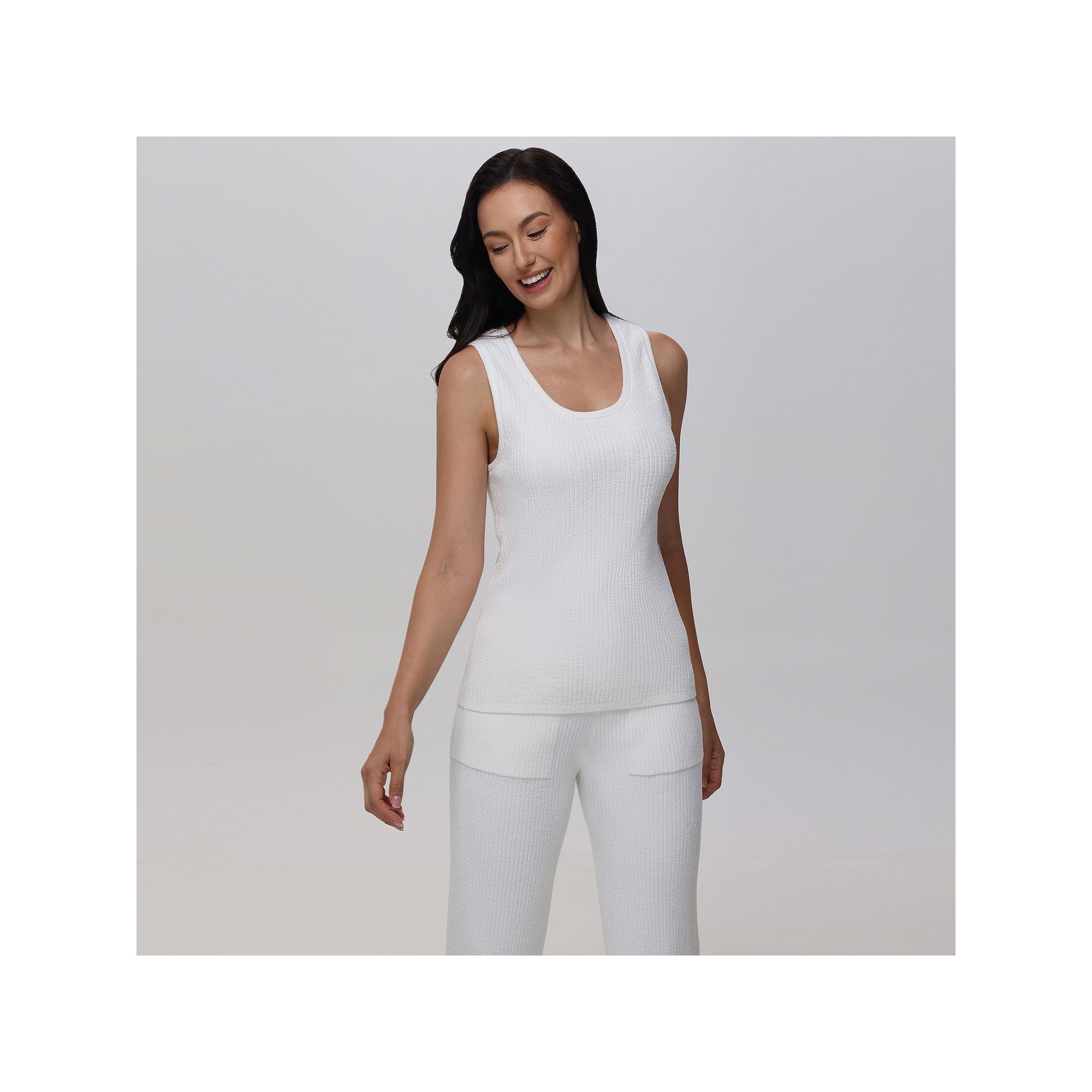 Womens Adyson Parker Ribbed Pajama Tank, Size: XS, Salt