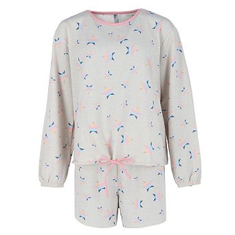 Women's Plus Size Stars Long Sleeve Short Set