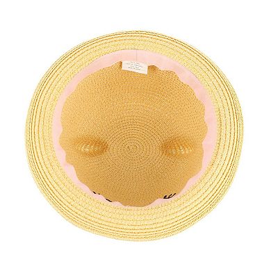 Ctm Girl's Smiling Kitty Face Straw Sun Hat