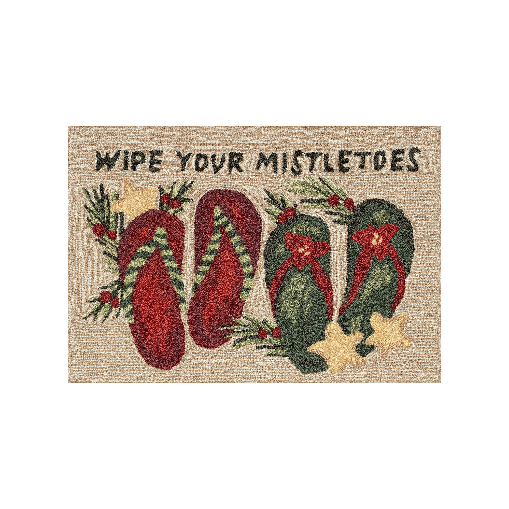 Liora Manne Frontporch Mistletoes Indoor / Outdoor Throw Rug, Natural
