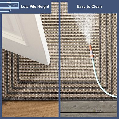 Liora Manne Monaco Striped Border Indoor / Outdoor Area Rug