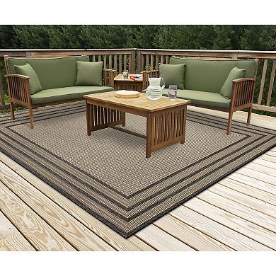 Liora Manne Monaco Striped Border Indoor / Outdoor Area Rug