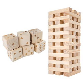 54 pc Wood Stacking Game And 6 pc Large Dice Set