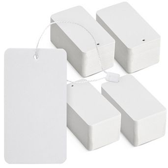 500 Pack Hang Tags With String Attached For Retail, Gift Bags, White, 3.5 X 2 in