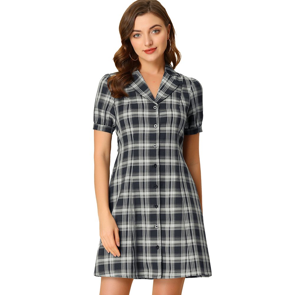 Rattray Tartan Women's Lapel Shirt Dress With Long Sleeve
