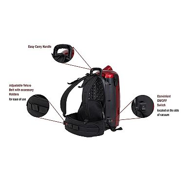 Atrix Jet Red HEPA Backpack Vacuum