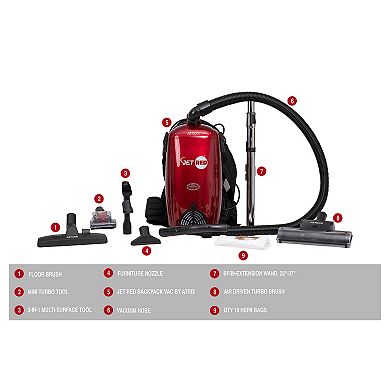 Atrix Jet Red HEPA Backpack Vacuum