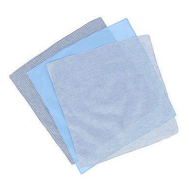 Ctm Men's Boxed Fancy Cotton Patterned Handkerchiefs (3 Piece Set)