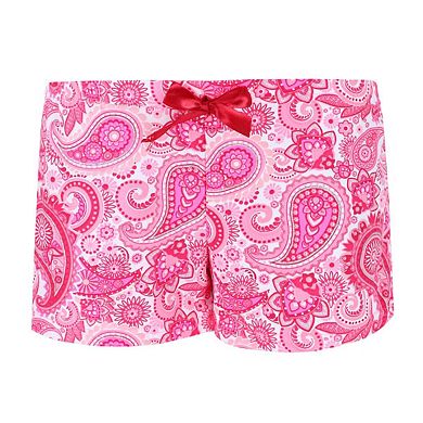 Miss Lillian Women's Paisley Henley Short Sleeve And Shorts Set