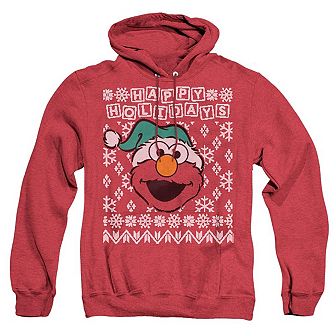 Sesame Street Elmo Ugly Christmas Adult Heather Hoodie
