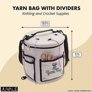 Grey Yarn Bag With Dividers For Knitting Kit, Crochet Accessories, 11.8 X 9.8 In