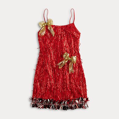 Juniors' Born Famous Red Sequin Bow Dress
