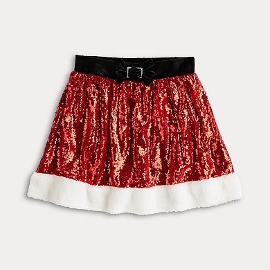 Juniors' Born Famous Mrs. Claus Sequin Skirt
