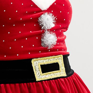 Juniors' Born Famous Mrs. Claus Short Sleeve Skater Dress